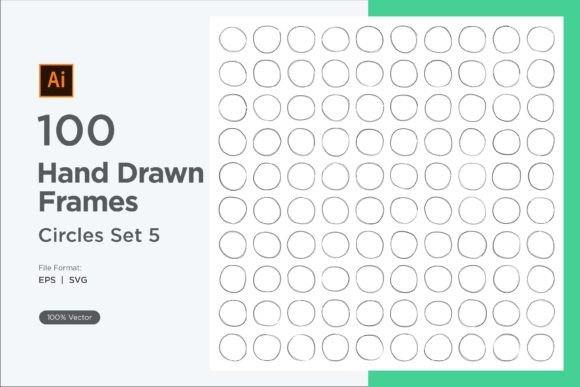 Hand Drawn Frame Circle 100-5: The Abstract Brush Stroke Collection