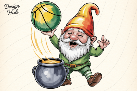 Lucky Pot Gnome PNG for Playful Irish Design