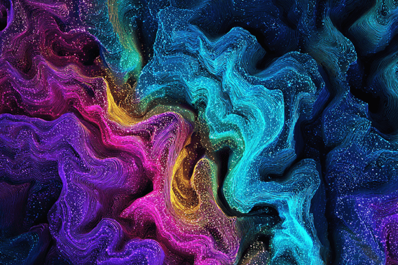 Vibrant Neon Smoke Abstract Cyber Swirl: Unleashing Digital Energy